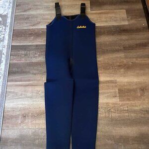 Small Cabellas Women's Bib Style Neoprene Waders with stocking feet.
